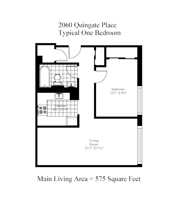 Typical One Bedroom Floor Plan