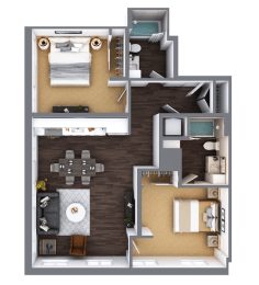LL Hawkins 2 Bed 2 Bath A Floor Plan