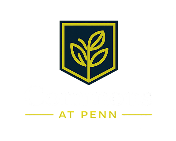 The image features a logo with the text "Commons at Penn" and a graphic of a leaf inside a shield.