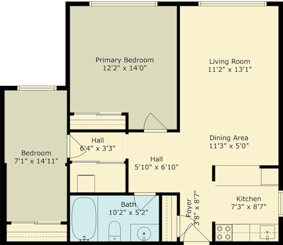 A floor plan for a home at 1491 Hess Road, Unit 105, Redwood City, Ca 94061 is shown.