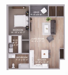  Floor Plan 1 Bedroom 1 Bath