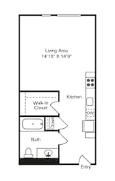 St Luke's Apartments in Seattle, Washington Studio Floor Plan