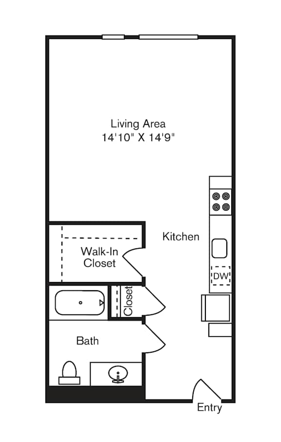 St Luke's Apartments in Seattle, Washington Studio Floor Plan