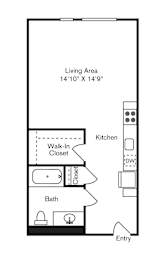 St Luke's Apartments in Seattle, Washington Studio Floor Plan