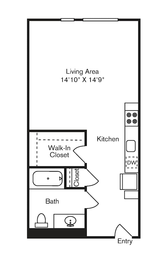 St Luke's Apartments in Seattle, Washington Studio Floor Plan