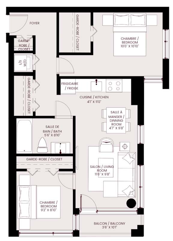 the bedroom floor plan of the residence