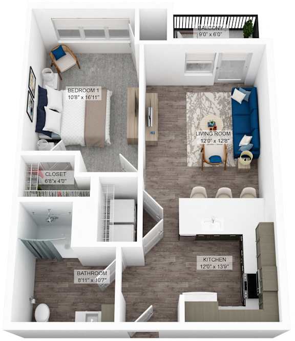 a 1 bedroom floor plan  unit a