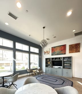 a view of the club room at The Bryant Apartments at Yorba Linda, California 