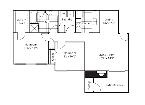 bedroom floor plan  the aspen  clear creek apartments