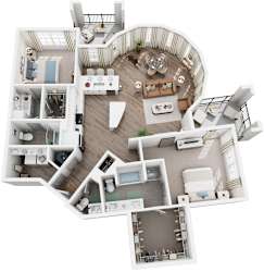 2 Bed 2.5 Bath Floor Plan | 1,536 Sq. Ft. at Canopy at Ginter Park Apartments in Richmond, Virginia