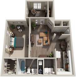 1 Bed 1 Bath Floor Plan | 925  Sq. Ft. at Abbington Place Apartments, Greensboro, North Carolina