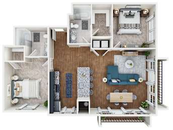 1 bedroom 1 bath C floor plan at Lakeland Town Square Apartments, Tennessee, 38002