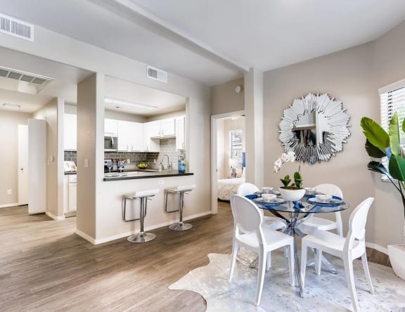 Bayside Apartments Model Dining Room and Kitchen