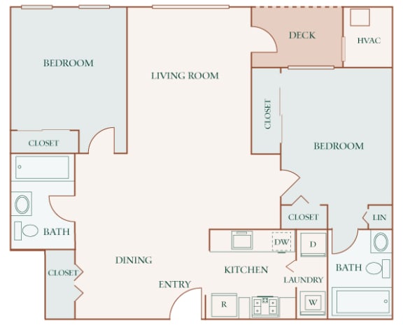 Hampshire Green Apartments - B1 (Ballymore II) - 2 bedroom - 2 bath - 2D