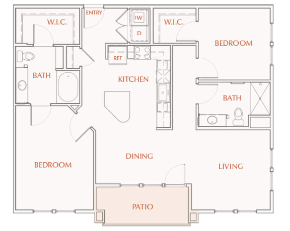 B3 - 2Bed 2Bath - 1224SF - 2D