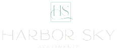 The image is a logo for Harbor Sky Apartments.