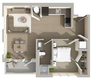 A2 Floor Plan at Harbor Side at Conwood Flats Apartments in Uptown Memphis, TN