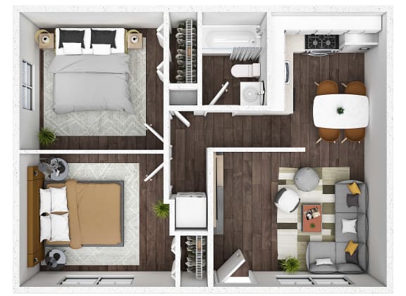 Floor Plan  Two bedroom one bath apartment layout