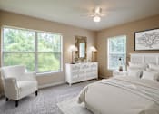 Thumbnail 18 of 21 - a white bedroom with a large bed and a white dresser
