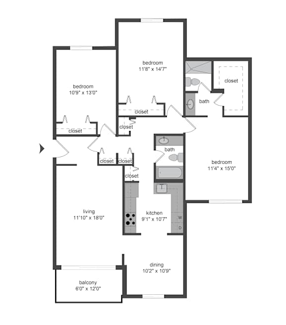 3 bedroom w WD