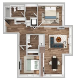 The Gabe Apartments in Portland, Oregon 2A Floor Plan