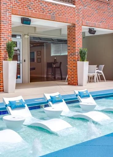 relaxing sun deck at Greenway at Stadium Park, Greensboro