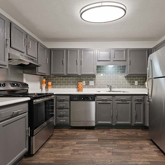 A kitchen with stainless steel appliances