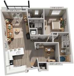 Evergreen Floorplan | 1,043 Sq. Ft. at Flats at West Broad Village, Virginia, 23060
