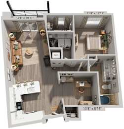 Evergreen Floorplan | 1,043 Sq. Ft. at Flats at West Broad Village, Virginia, 23060