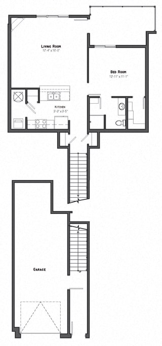 Glacier one bedroom floor plan at The Villas at Mahoney Park