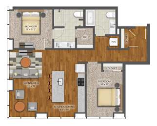 2Bed 2Bath J Floor Plan at Stella St. Paul Apartments, Minnesota