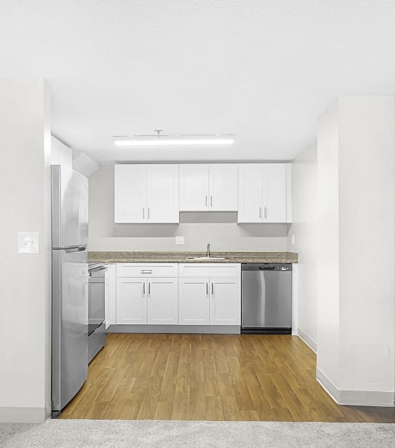 Kitchen at Clocktower and Velvet Mill Apartments, Manchester, Connecticut