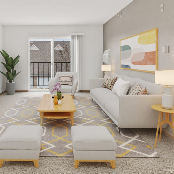 a living room with a couch and a television