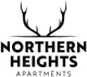 a logo for northern heights apartments with a green background and a logo of a plant
