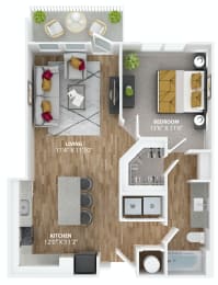 One bedroom floorplan at The Alibi at Lake Lilly