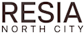 A black and white image with the words "Resia North City" written in black.