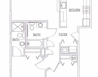 Fruitland Meadow Apartments in Salem, Oregon Two Bedroom Two Bath Floor Plan