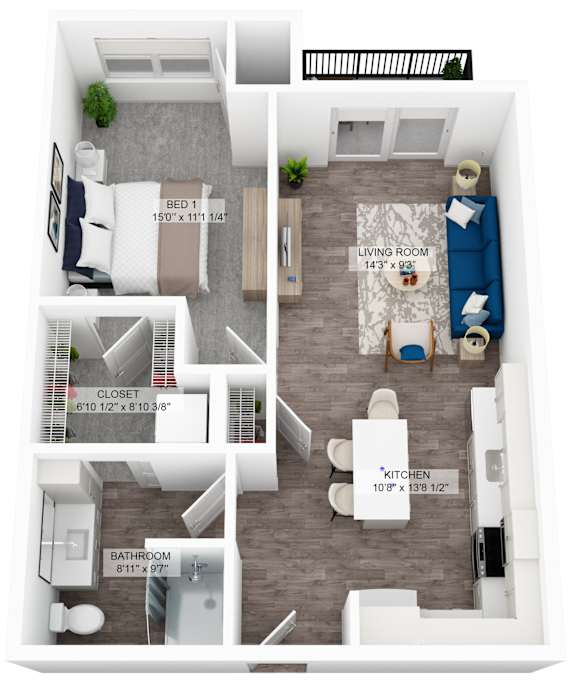 a 1 bedroom unit a floor plan  unit a2