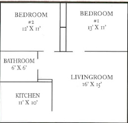 2 Bedrooms, 1 bath
