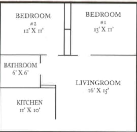 2 Bedrooms, 1 bath
