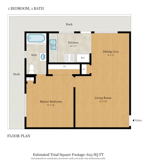 a floor plan of a unit with a bedroom and a bathroom