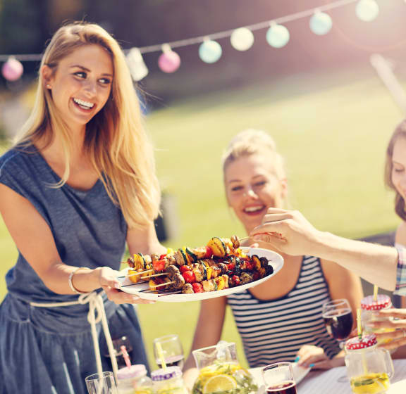 Friends eating together