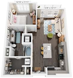 Etowah Floor Plan 1 Bed, 1 Bath 756 Sq. Ft. at The Quincy Apartments, 30102
