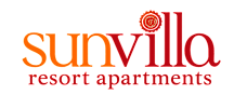 Sunvilla resort apartments logo on a green background.