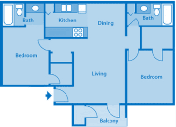 Sycamore Creek 2 Bedroom Split Floor Plan