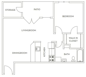 a floor plan of a house with a bedroom and a living room
