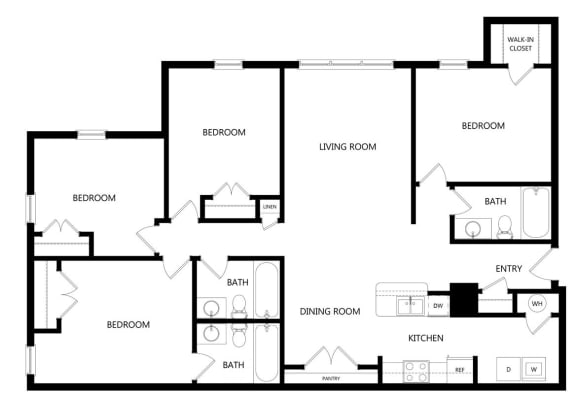 Oaks at New Hope_4 Bedroom Floor Plan