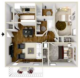 Two Bedroom Apartment | 896 Sq. Ft. at Lakeshore Pointe Apartment Homes in Brandon, MS
