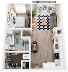 1 Bed 1 Bath Floor Plan | 731 Sq. Ft. at Vista Brooklynn Apartments, in FL, 32202