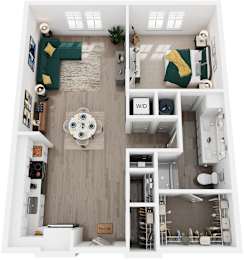 1 Bed 1 Bath Floor Plan | 788 Sq. Ft. at Artistry at Winterfield Apartments, Midlothian, Virginia